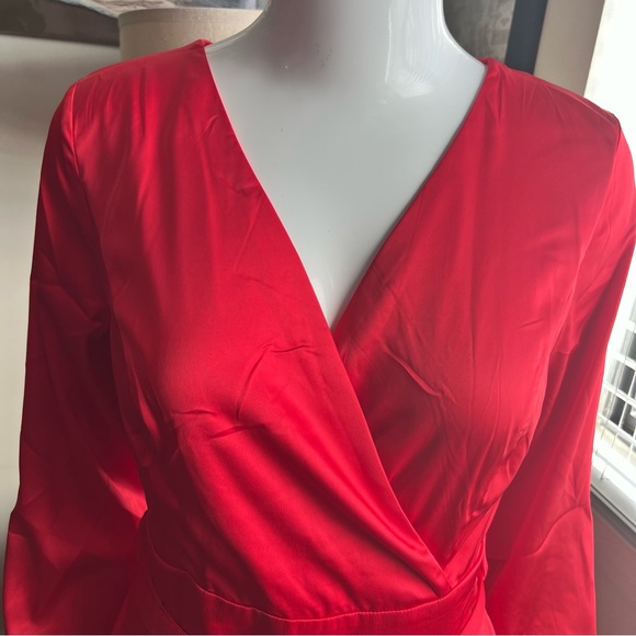 Zesica Red Wrap Style Dress - Picture 5 of 9